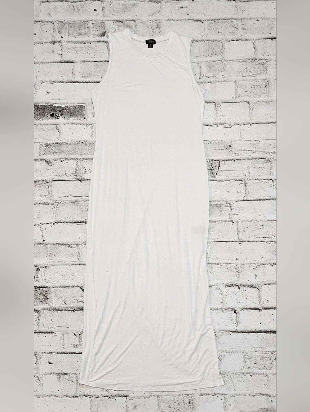 Rebel Sugar White Sleeveless Maxi Dress Casual Stretch Minimalist Medium